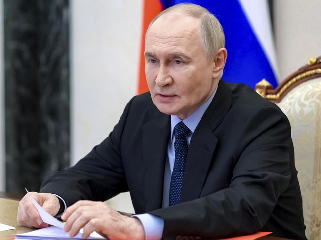 Russia and Ukraine have launched large-scale drone barrages at each other following Kyiv’s brazen attack deep inside enemy territory. (Pavel Byrkin, Sputnik, Kremlin Pool Photo via AP)