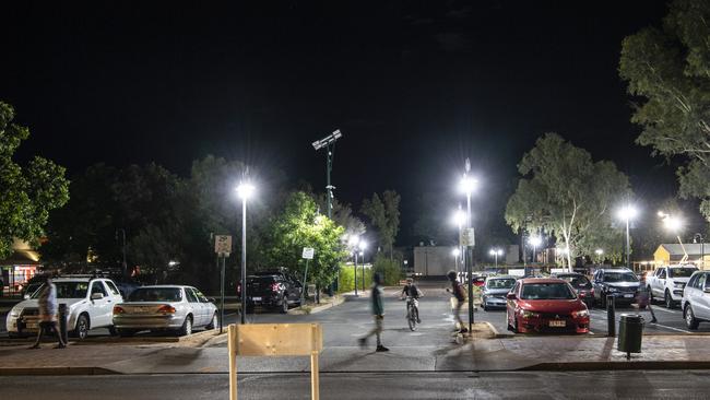 Alice Springs town centre at night on Thursday, February 2, 2023. Picture: Kevin Farmer