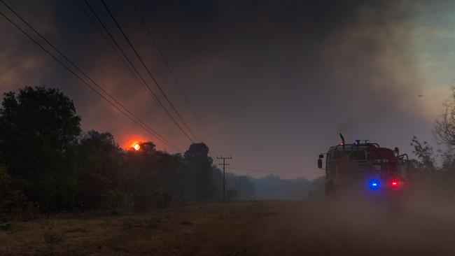 Thick smoke from the blaze in Noonamah. Picture: Che Chorley