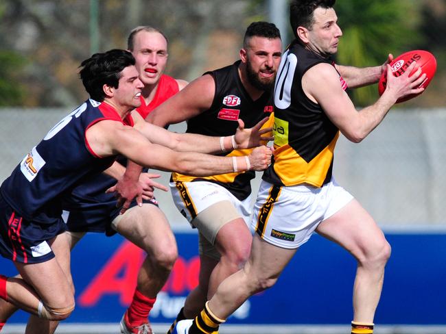 Westmeadows star Robbie Castello in action in the EDFL. Picture: Jamie Morey