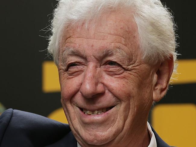 SYDNEY, AUSTRALIA - FEBRUARY 01: FFA chairman Frank Lowy acknowledges fans during celebrations at Westfield Sydney on February 1, 2015, after the Socceroos won the 2015 Asian Cup last night, in Sydney, Australia. (Photo by Mark Metcalfe/Getty Images)