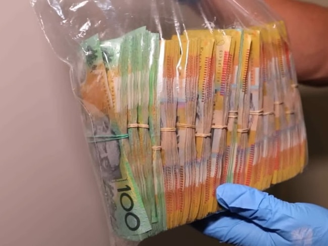 Bundles of cash seized during Operation Tribulation. Picture: ACT Policing.