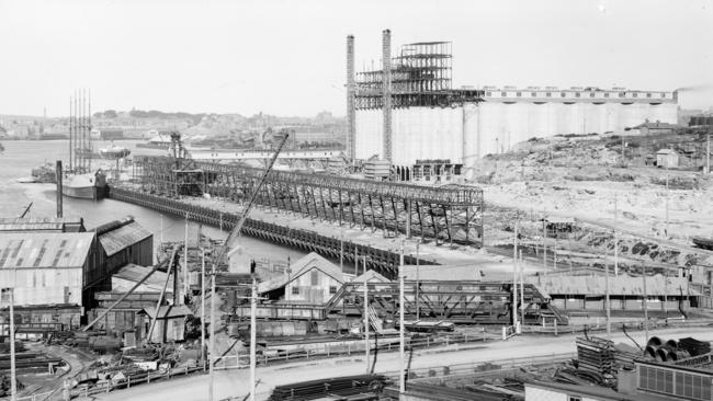 Glebe Island’s wheat silos in a 1920 photo by Arthur Ernest Foster. Picture: State Library of NSW