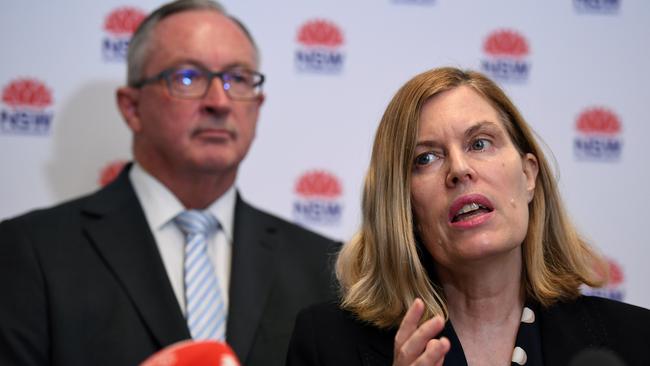 Health Minister Brad Hazzard (left) and NSW Chief Health Officer Dr Kerry Chant. Picture: Joel Carrett/AAP