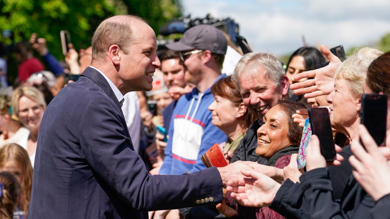 Prince William, Prince of Wales speaks to people during a walkabout meeting members of the public on the Long Walk near Windsor Castle. Picture: Getty Images