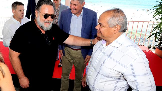 Australian Academy of Cinema and Television Arts (AACTA) president Russell Crowe with Mayor Tom Tate. Picture: Scott Powick.