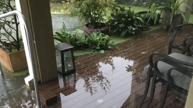 The patio completely flooded. Picture: supplied.