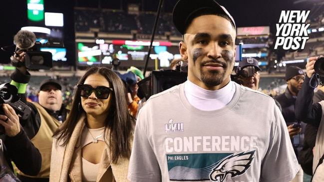 Jalen Hurts makes rare appearance with girlfriend at NFC Championship