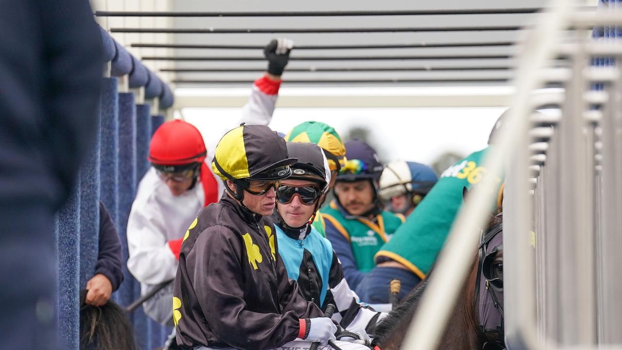 Jockey Craig Williams in the barriers at Geelong Cup Day at Geelong Racecourse on October 25, 2023 in Geelong, Australia. (Photo by Scott Barbour/Racing Photos via Getty Images)