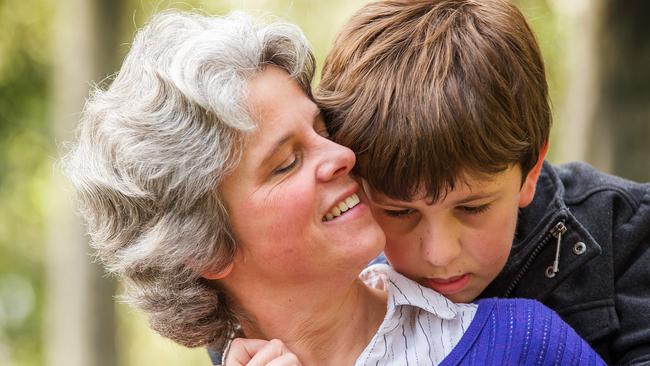 Luke Shambrook, 11, who has autism, was miraculously found alive after five days lost in the forest. He has been nominated for a Pride of Australia Child of Courage Award by Victoria Police, specifically Sgt Greg Paul. Luke is pictured with mother Rachel. Picture: Mark Stewart