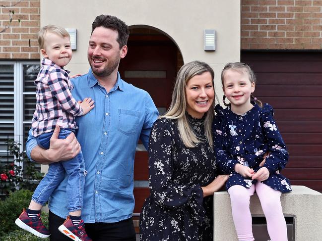 14/08/19 Simon and Emma Day at their Malvern East home with their kids Lucy (4) and Sam (2). Aaron Francis/The Australian