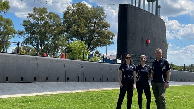 Hume Bank chief executive Stephen Capello and staff members, Clare Rowland, left, and Hollie Clare at Holbrook where it is opening three days per week initially. Picture: Supplied