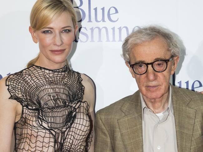 Cate Blanchett and alleged abuser Woody Allen attend the Paris premiere of Blue Jasmine, for which she won an Oscar. Picture: Getty Images