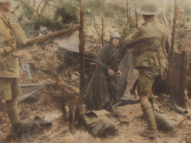 Your war’s over ... a German soldier surrenders. Picture courtesy of State Library of New South Wales.