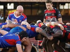 Shute Shield action in a Manly v Norths match. Pic: Karen Watson