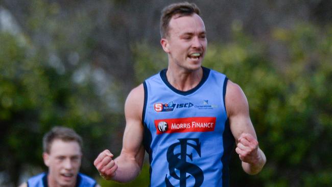 Mark Evans in action for Sturt. Picture: Brenton Edwards