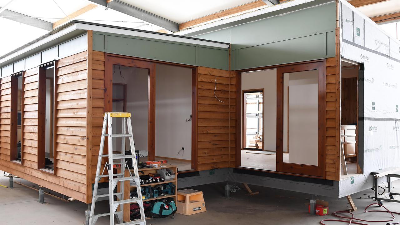 An eco cottage under construction. Picture: Patrick Woods.