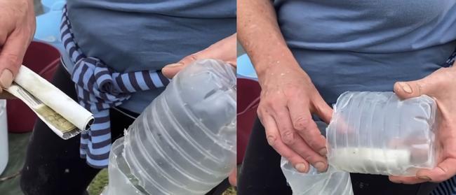 Rosalind Evans discovered the plastic bottle with the hidden secret note inside of it while she was cleaning up a beach near Portland. Picture: Supplied