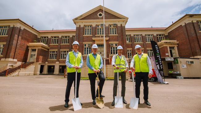 Weststate Private Hospital’s 2022 groundbreaking event with Geon Property's Ben Griffin, Woollams Constructions' George Bogiatzis, Centuria's Andre Bali and Weststate Private Hospital Limited's Dr McEwen. Picture: Supplied.