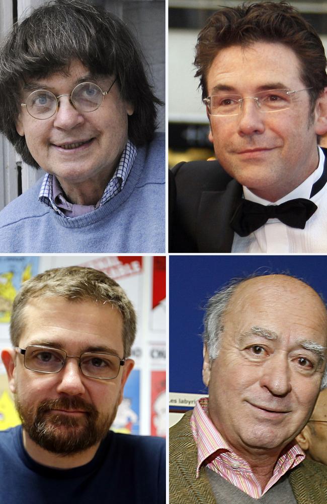 Victims ... Charlie Hebdo staff killed in the attack include (clockwise from top left) cartoonist Jean Cabut, aka Cabu, cartoonist Tignous, Georges Wolinski and publisher Charb. Picture: AFP