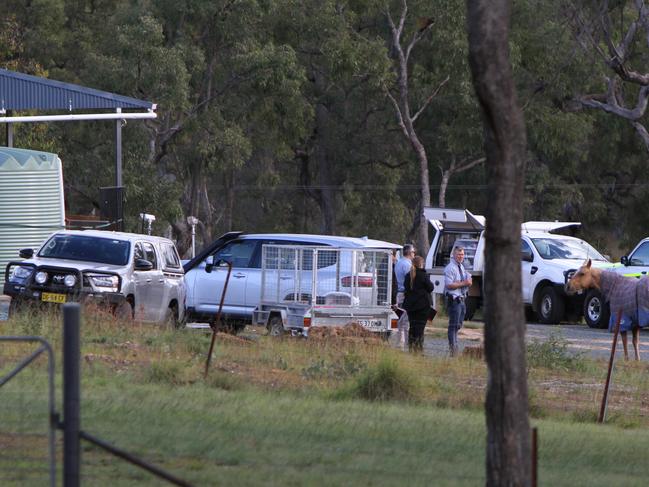 Police at the Coonabarabran home where Max and Sam Johnson’s bodies were found. Picture: NewsWire / Dean Marzolla