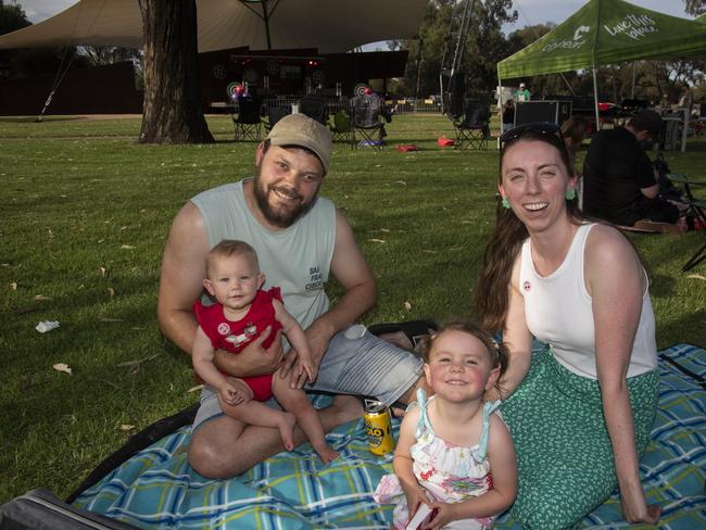 Phil Morris, Talitha, Gabby Morris and Edyn Morris getting in the Christmas spirit at the 2024 Mildura Christmas Carols. Picture: Noel Fisher