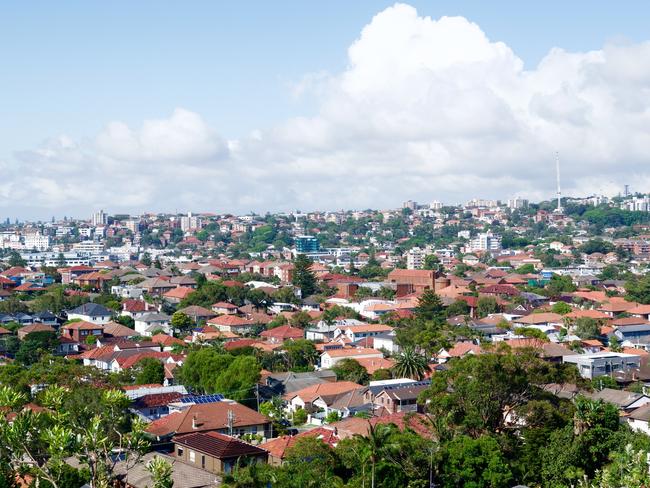 View over bondi rooftops looking towards Bellevue Hill; australian housing generic, real estate