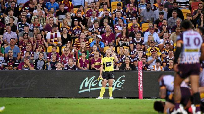 Rockhampton&#39;s Belinda Sleeman brings up her 50th game as a tough judge in the NRL. Picture: NRL PHOTOS