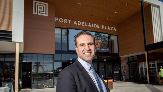 File photo of Precision Group founder Shaun Bonett in front of the Port Adelaide Plaza shopping centre.