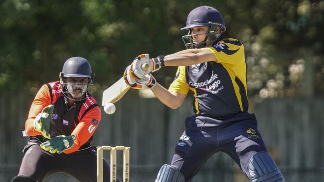 Hoppers Crossing recruit Ajay Bhatt at the crease for Carnegie. Picture: Valeriu Campan