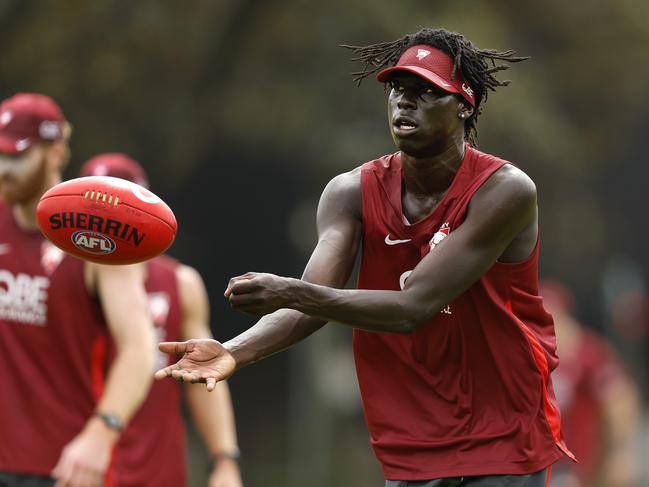 It’s been a stark adjustment to life on an AFL list with Andrew sweating it up so far during pre-season. Picture: Phil Hillyard