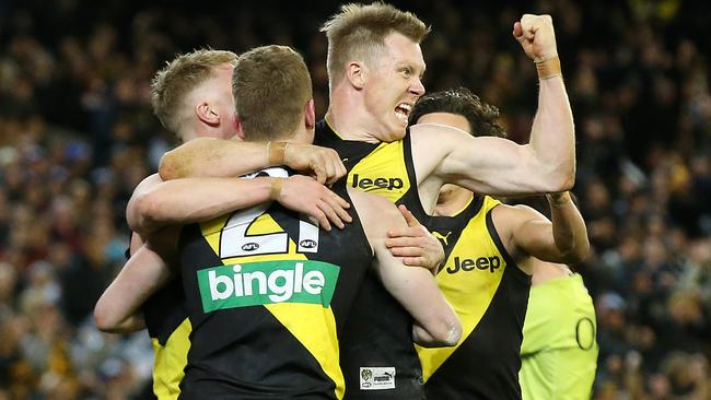 Richmond forwards, including Jack Riewoldt, love applying pressure as much as they do kicking goals. Picture: Michael Klein