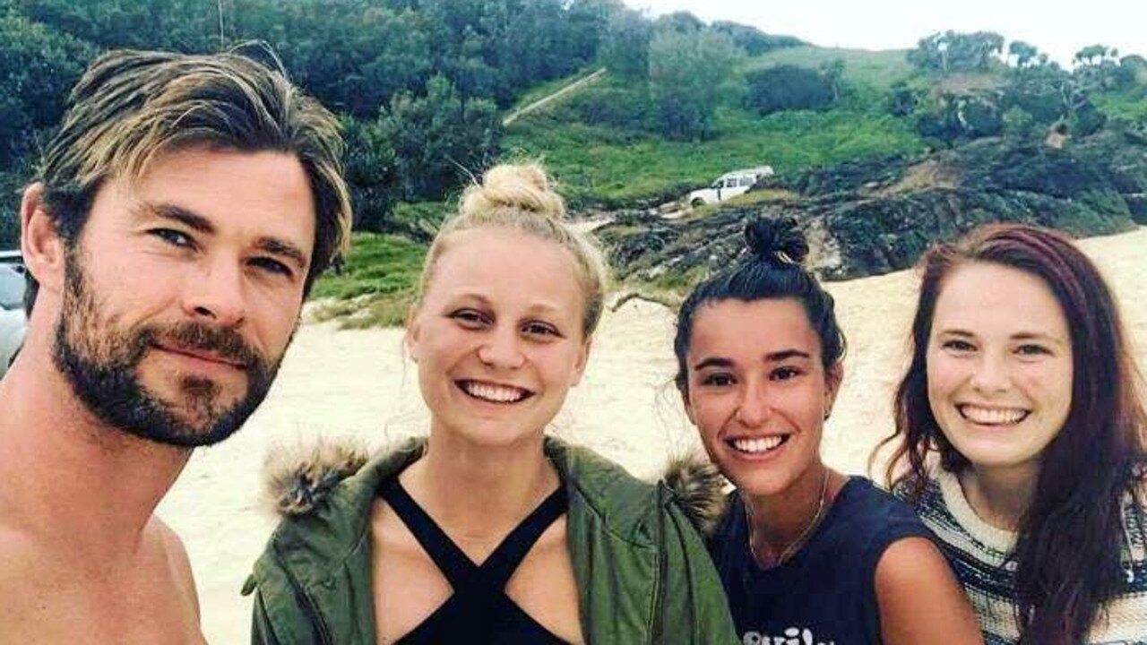 Chris Hemsworth with fans at Double Island Point.