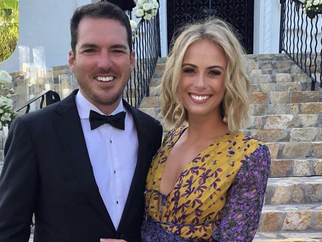 Sylvia Jeffreys and Peter Stefanovic at Karl and Jasmine's wedding. Picture: Instagram