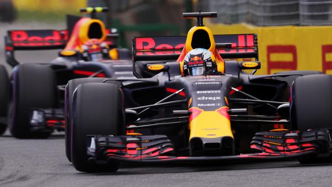 Daniel Ricciardo leads teammate Max Verstappen at Albert Park. Pic: Michael Klein