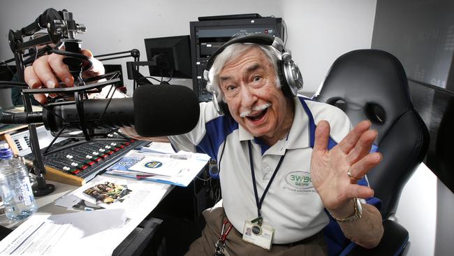 Ken Lyons, 92, hosts a radio show twice a week. He also recently started running, completing his first half marathon last month to raise money for the Stroke Foundation in memory of his wife. Picture: David Caird