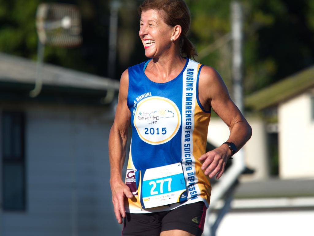 Nothing could faze Jeanette Farrugia in her 10km effort at the Run for MI Life. Picture: Marty Strecker