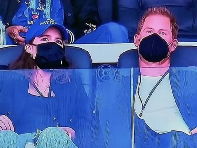 Prince Harry and Princess Eugenie at the Super Bowl 2022. Source: NBC