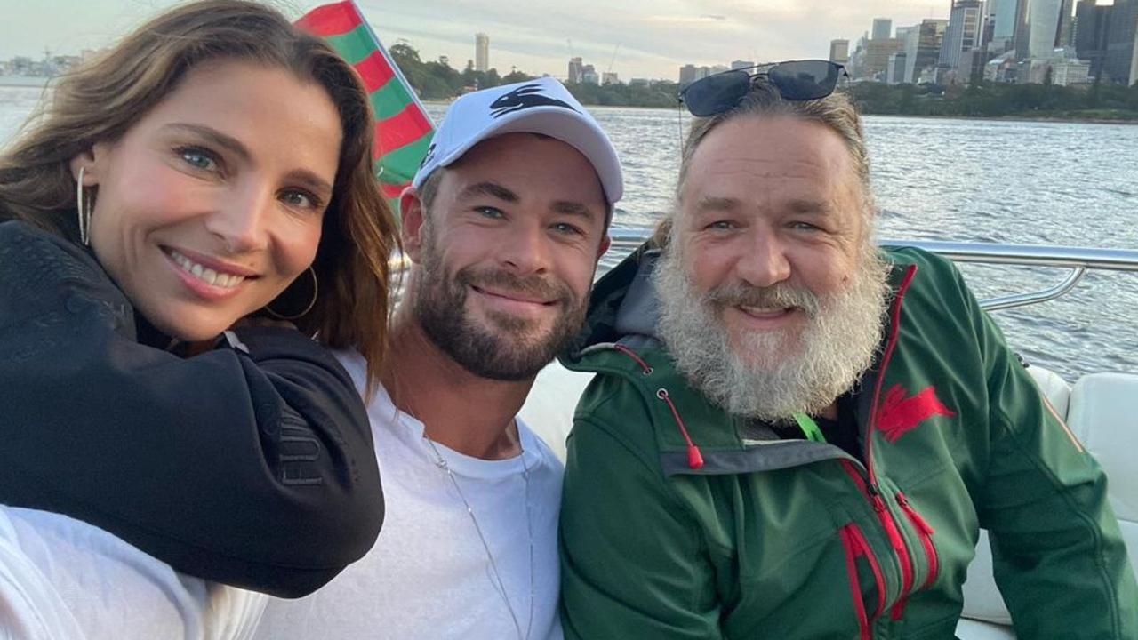 Chris and Elsa shared snaps celebrating the South Sydney Rabbitohs win with Russell Crowe. Source: Instagram