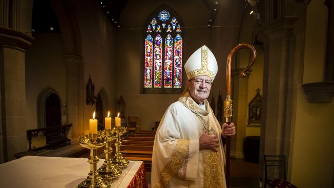 Archbishop Julian Porteous is pleased churches are set to reopen from the 18th of May for 10 parishioners at a time. Picture: LUKE BOWDEN