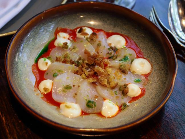 Bibo Wine Bar’s Scallops Cru with bergamot and finger lime. Picture: Jenifer Jagielski