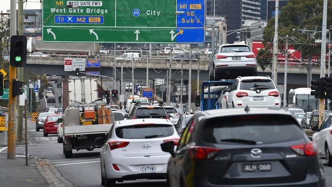 Intelematics analysis revealed traffic on Kings Way can slow from 40km/h to 18km/h during peak time. Picture: Josie Hayden