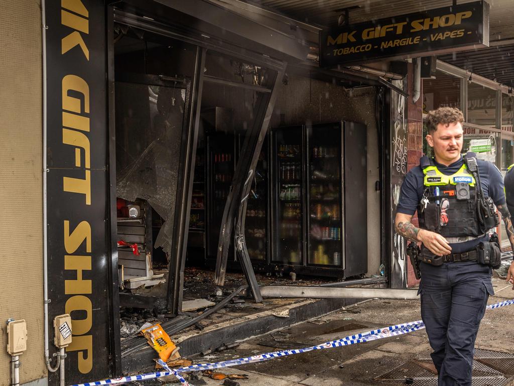 A High Street, Preston tobacco shop was ravaged by flames. Picture: Jake Nowakowski