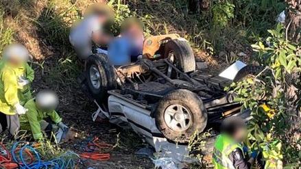 A boy has been airlifted to hospital after he was involved in a serious car crash in the Gympie region on Friday. Photos: LifeFlight