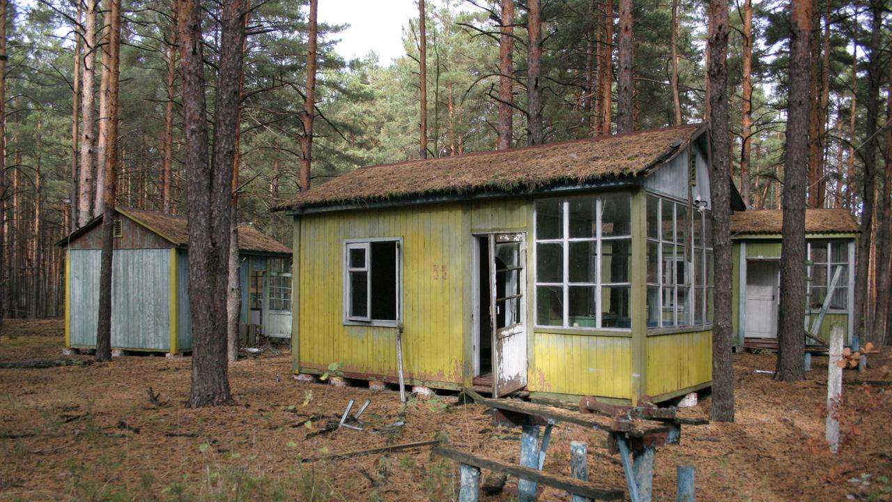 Maxwell is concerned for buildings just like this one, what used to be a Children’s Camp in the forest adjacent to Chernobyl Nuclear Power Plant. picture: Supplied. Source: Robert Maxwell