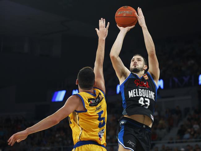 Chris Goulding delivered with a late flurry to ensure the United win. Picture: Getty Images