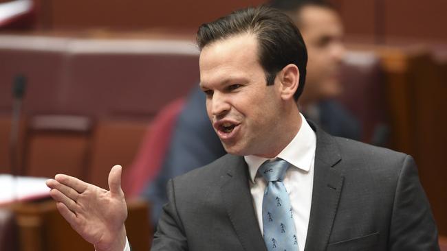 Resource Minister Matt Canavan says xenophobia is behind Annastacia Palaszczuk’s Adani backflip. Picture: AAP/Lukas Coch