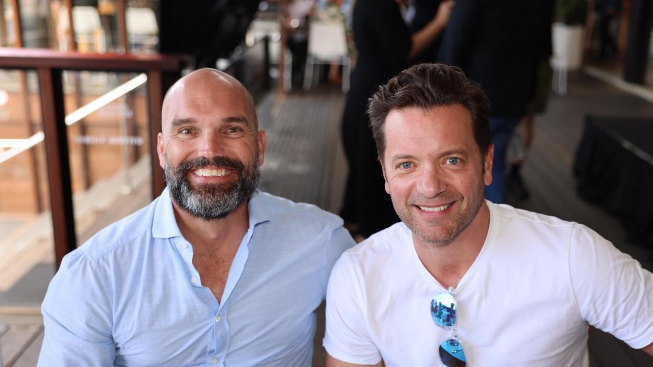 Ryan Holshiemer and Stuart Hanlan at the M.O.B Academy Charity Lunch Edgewater Dinner and Lounge Capri on Via Roma for Gold Coast at Large. Picture, Portia Large.