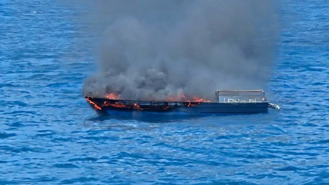 The ABF intercepted two illegal fishing vessels on Friday, with one of the boats sent to the bottom of the sea. Picture: Harry Brill.