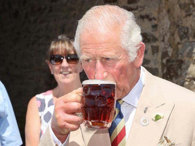 Prince Charles quenches his thirst. Picture: Chris Jackson/Getty Images.